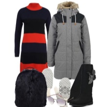 Robe tricotée de longueur moyenne et accessoires pour la figure du type Triangle inversé