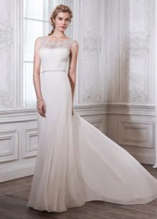 Robe de mariée droite en satin avec train
