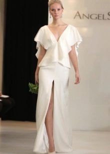 Costume de jupe de mariage avec une fente profonde