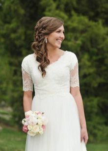 Robe de mariée modeste à manches