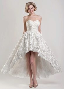 Robe de mariée courte avec une ligne de train