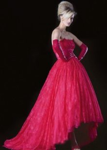 Robe de mariée écarlate courte avec un train