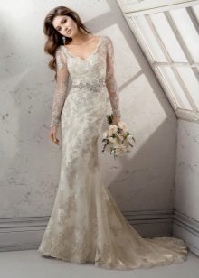Robe de mariée sirène à manches longues en dentelle