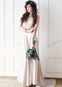 Robe de mariée en satin mariée bohème avec strass