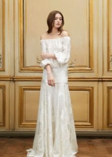 Robe de mariée taille basse à manches rétro
