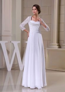 Robe de mariée Empire à manches trois-quarts