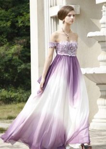 Robe de soirée - blanche avec violet