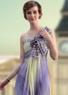 Robe de soirée violette avec noeud