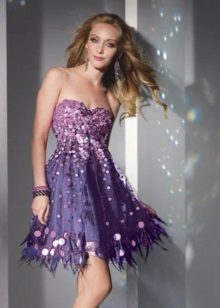 Robe de soirée lilas à paillettes