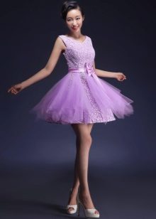 Robe de soirée courte lilas tutu