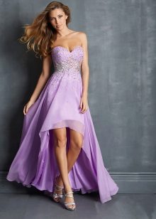 Robe de soirée lilas courte devant, dos long