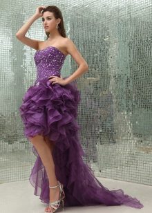 Robe de soirée lilas courte devant, dos long salut bas