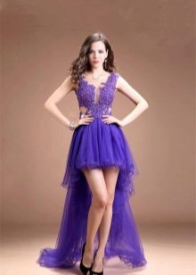 Robe de soirée lilas courte devant, dos long