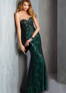 Robe verte soirée avec dentelle