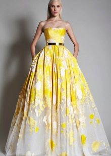 Robe de soirée moelleuse jaune