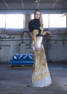 Robe de soirée jaune avec fleur jaune