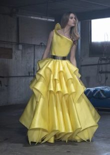  Robe de soirée moelleuse jaune Isabel Sanchez