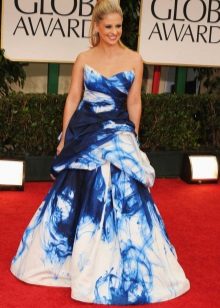 Robe de soirée blanche et bleue