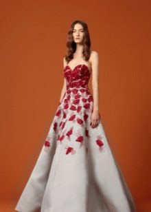 Robe de soirée blanche et rouge