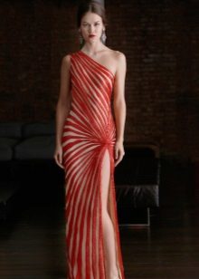Robe de soirée blanche et rouge de Nim Khan