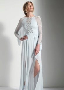 Robe de soirée blanche à empiècements fendus et transparents