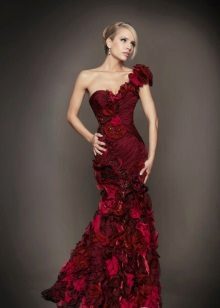 Robe de soirée sirène bordeaux
