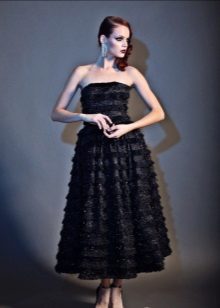 Robe de soirée noire midi gonflée