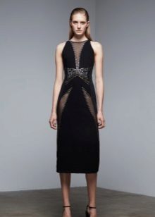 Robe de soirée noire à empiècements