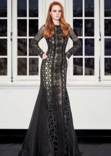 Robe de soirée en dentelle noire