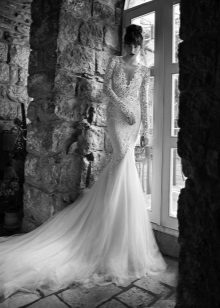 Robe de mariée sirène avec des manches en dentelle