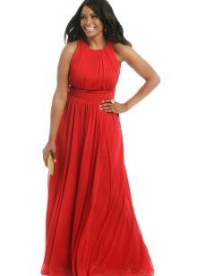 Robe de soirée rouge pour obèses avec emmanchures américaines