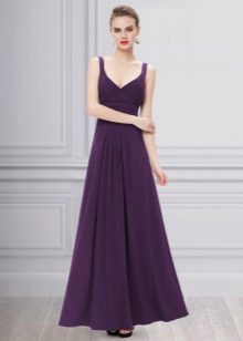 Robe de soirée violette au sol est peu coûteux