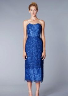 Robe de soirée en dentelle bleu midi