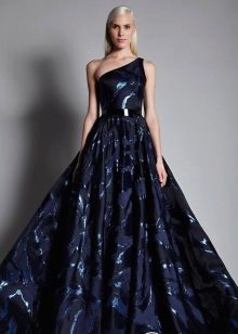 Robe de soirée noire et bleue magnifique