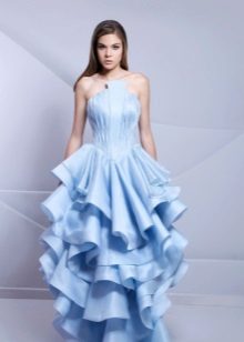 Robe de soirée avec corset et jupe plissée multicolore
