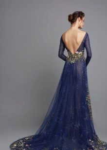 Robe de soirée bleue dos ouvert