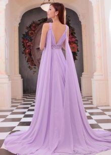 Robe de soirée violette dos ouvert