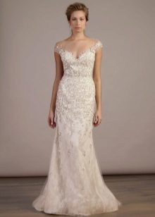 Robe de mariée droite avec strass ivoire