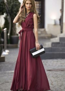 robe de soirée à manches pour femme 40 ans de couleur vin