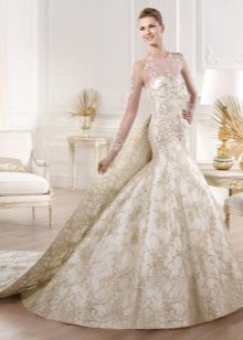Robe de mariée sirène avec manche transparente