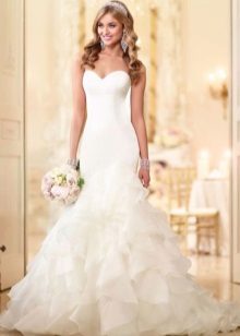 Robe de mariée élégante sirène avec une jupe moelleuse