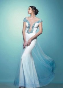 Robe de soirée en soie à décolleté profond blanc