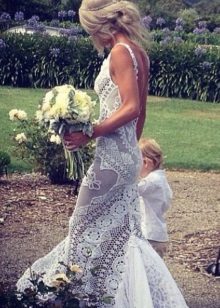 Robe de mariée en crochet tricotée droite