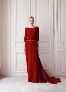 Robe en velours côtelé rouge