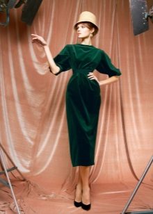 Robe midi en velours vert