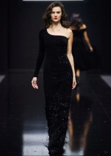 Robe en velours asymétrique