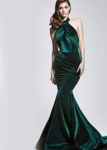 Robe en velours vert