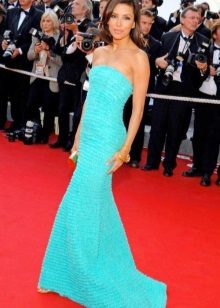 Robe longue turquoise brillante