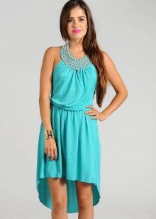 Robe en couleur turquoise Longueur MIDI