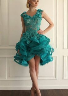 Robe en dentelle turquoise moelleuse